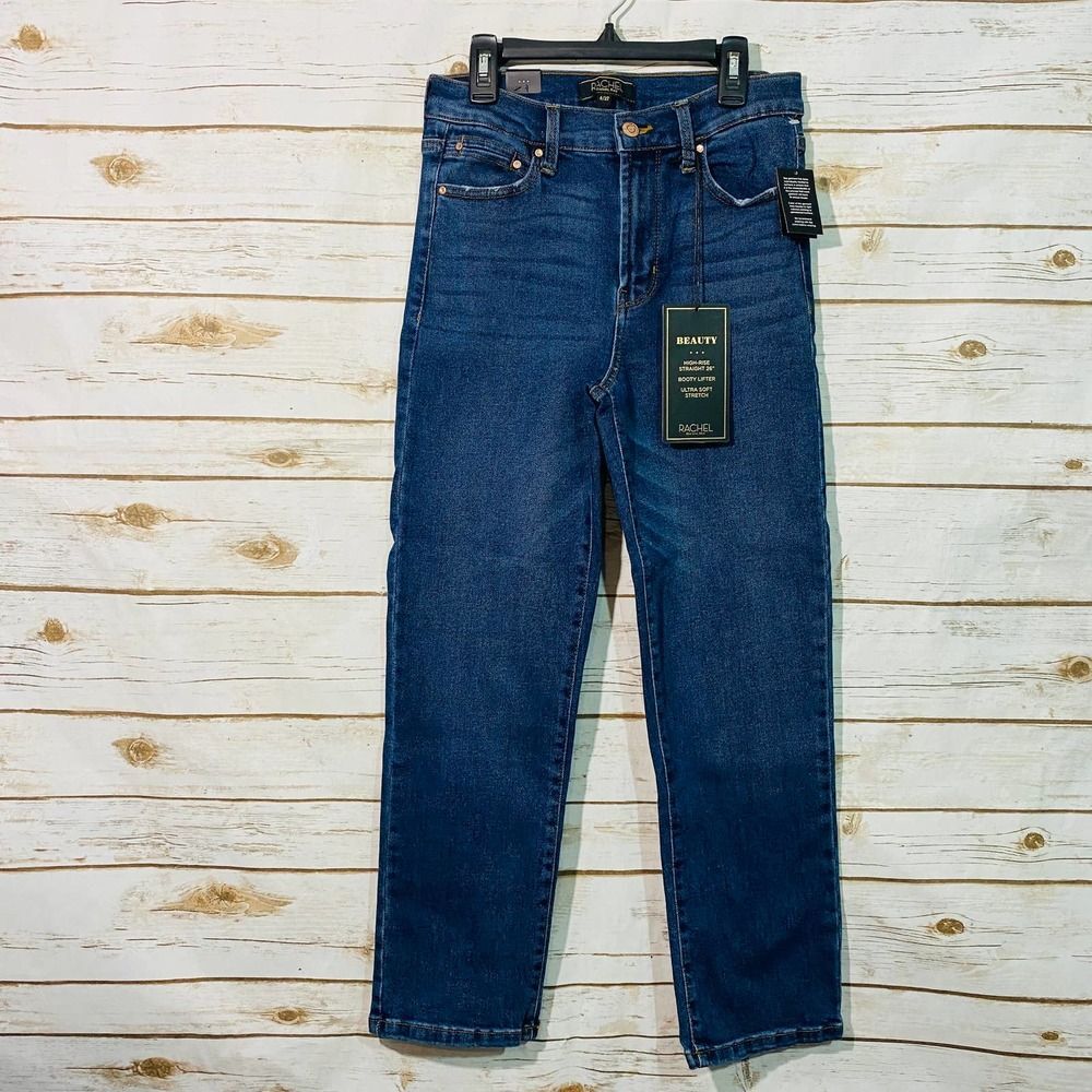 Rachel Roy Women's High-Rise Straight Leg Blue Jeans Size 4/27